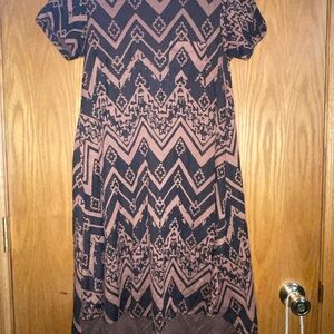 LuLaRoe High Low Dress - Black and Brown Geometric